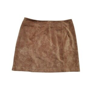 Vintage Old Navy Skirt Women 8 Suede Brown Leather Mini Y2K 2K Millenial Zip